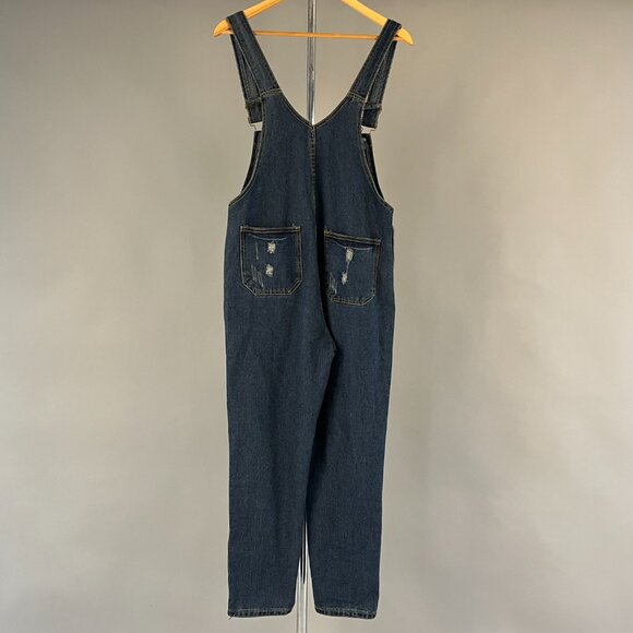 Women's Distressed Denim Overalls In Blue Size S - Picture 2 of 5